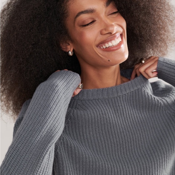 NWT! Jenni Kayne Cashmere Fisherman Sweater in Dusty Blue - S - Picture 2 of 8